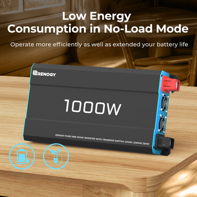 Renogy 12V 1000W Pure Sine Wave Inverter – Clean Power, Grid Priority & Fast Switching