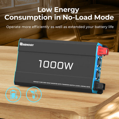 Renogy 12V 1000W Pure Sine Wave Inverter – Clean Power, Grid Priority & Fast Switching