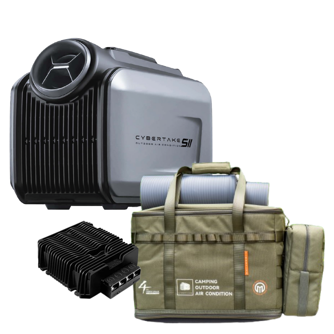 Cybertake S2 Pro portable air conditioner and heater unit with 48v booster and carry bag