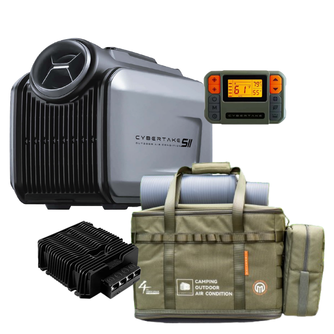 Cybertake S2 Pro portable air conditioner and heater unit with 48v booster, remote and carry bag