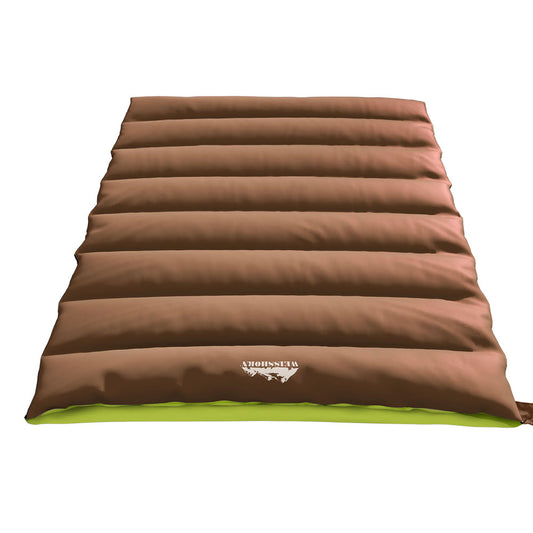 Weisshorn Double Sleeping Bag -5°C | Thermal 2-in-1 Camping Blanket for Hiking, Tent & Outdoor Adventures – Brown