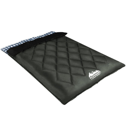 Weisshorn Double Sleeping Bag -10°C | 2-in-1 Camping Comfort with Pillows - Grey