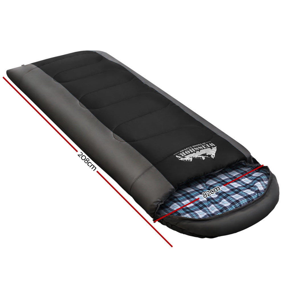 Weisshorn Single Sleeping Bag -20°C | Ultra-Warm 4-Season Thermal Sleeping Bag for Camping & Hiking - Black