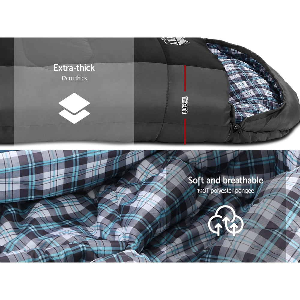 Weisshorn Single Sleeping Bag -20°C | Ultra-Warm 4-Season Thermal Sleeping Bag for Camping & Hiking - Black