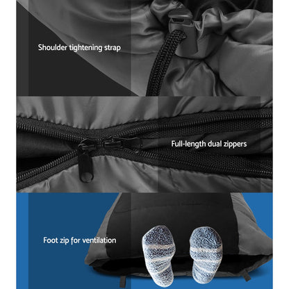 Weisshorn Single Sleeping Bag -20°C | Ultra-Warm 4-Season Thermal Sleeping Bag for Camping & Hiking - Black