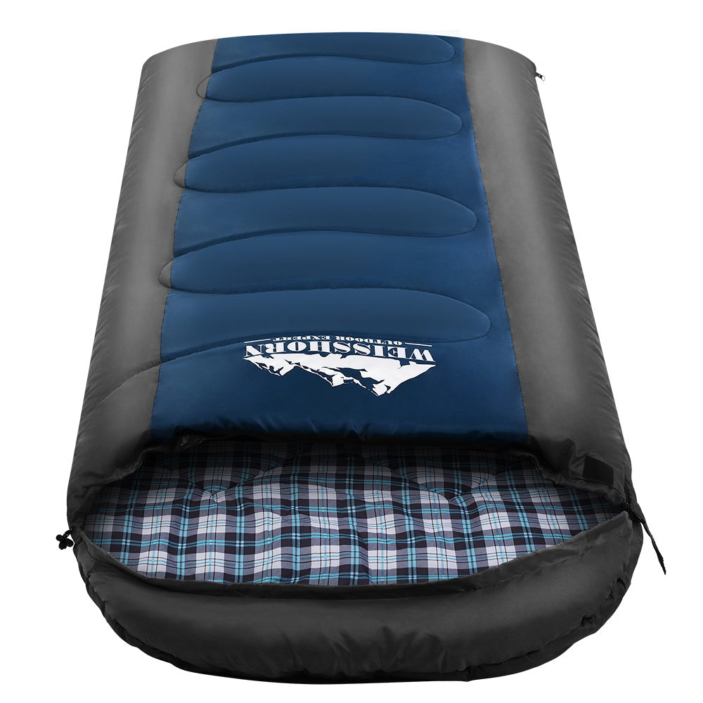 Weisshorn Single Sleeping Bag -20°C | Ultra-Warm 4-Season Thermal Sleeping Bag for Camping & Hiking - Blue