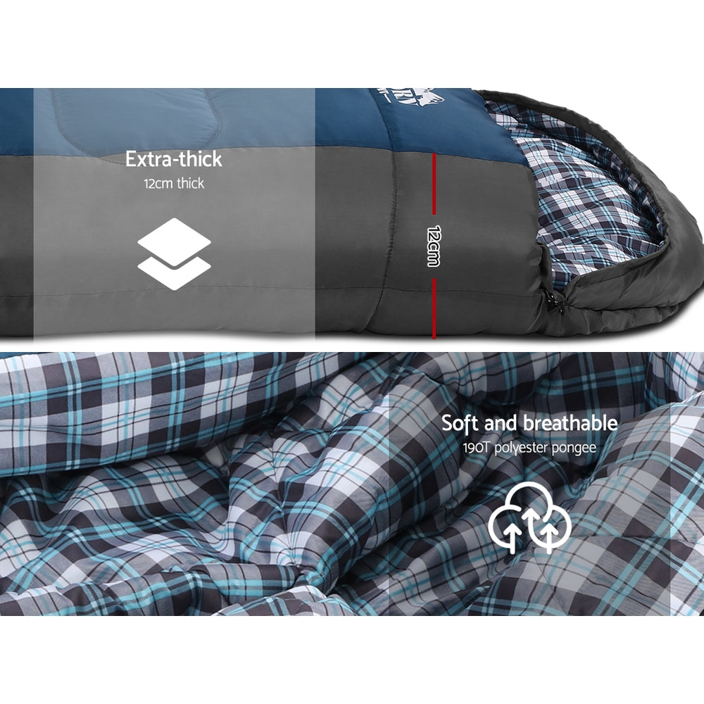 Weisshorn Single Sleeping Bag -20°C | Ultra-Warm 4-Season Thermal Sleeping Bag for Camping & Hiking - Blue