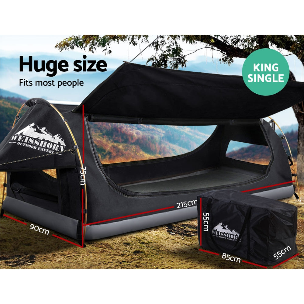 Weisshorn King Single Canvas Swag – Grey