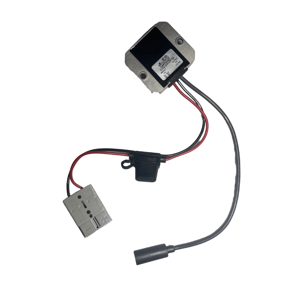 Bottom view of Starlink Mini Anderson Plug Power Supply showing converter label and wiring