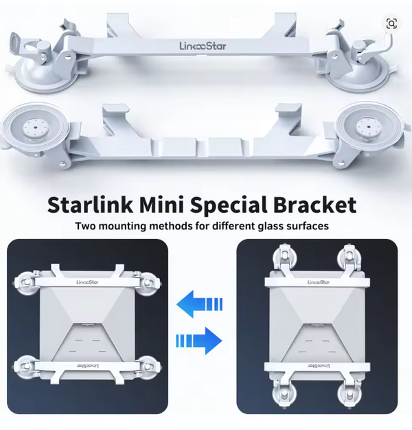 Starlink Mini Suction Mount showing two mounting methods available
