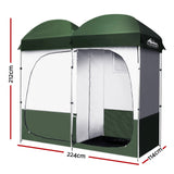 Weisshorn Double Camping Shower Toilet Tent – Portable Outdoor Change Room (Green)