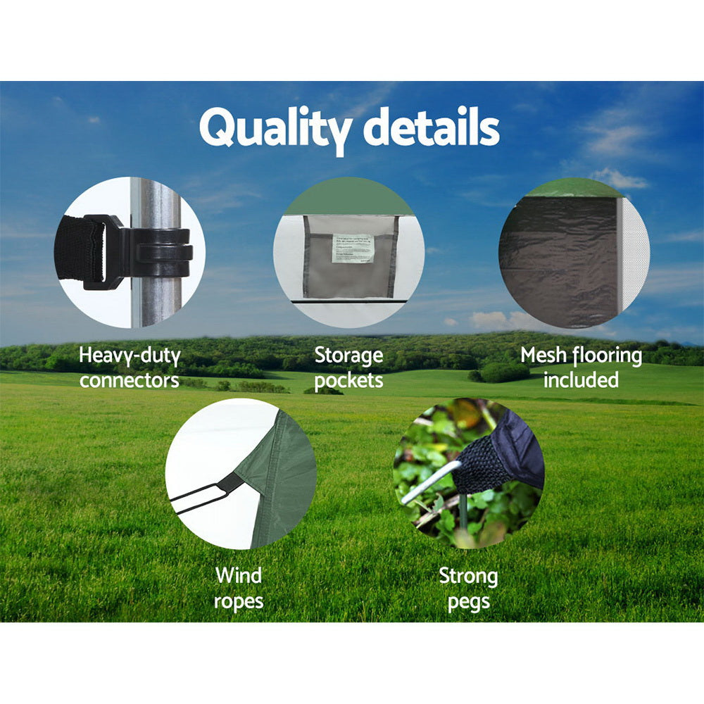 Weisshorn Double Camping Shower Toilet Tent – Portable Outdoor Change Room (Green)