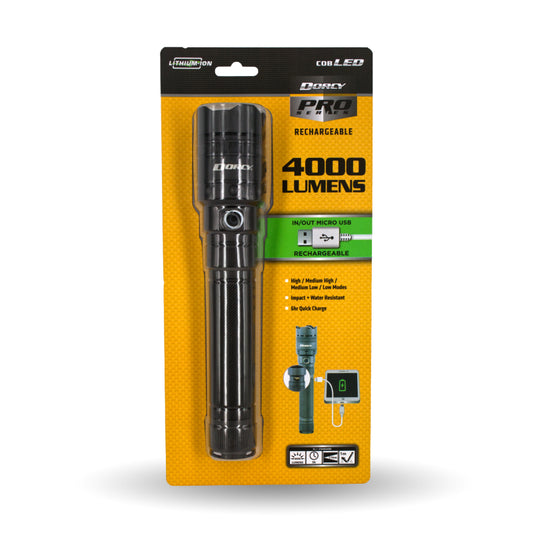 DORCY 4000 Lumen Rechargeable Flashlight – Ultra-Bright Power, Built to Perform
