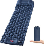 Ultralight Inflatable Camping Sleeping Pad with Built-in Pillow – 6cm Thick Compact, Durable & Foot Pump Operated