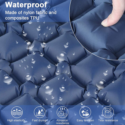Ultralight Inflatable Camping Sleeping Pad with Built-in Pillow – 6cm Thick Compact, Durable & Foot Pump Operated