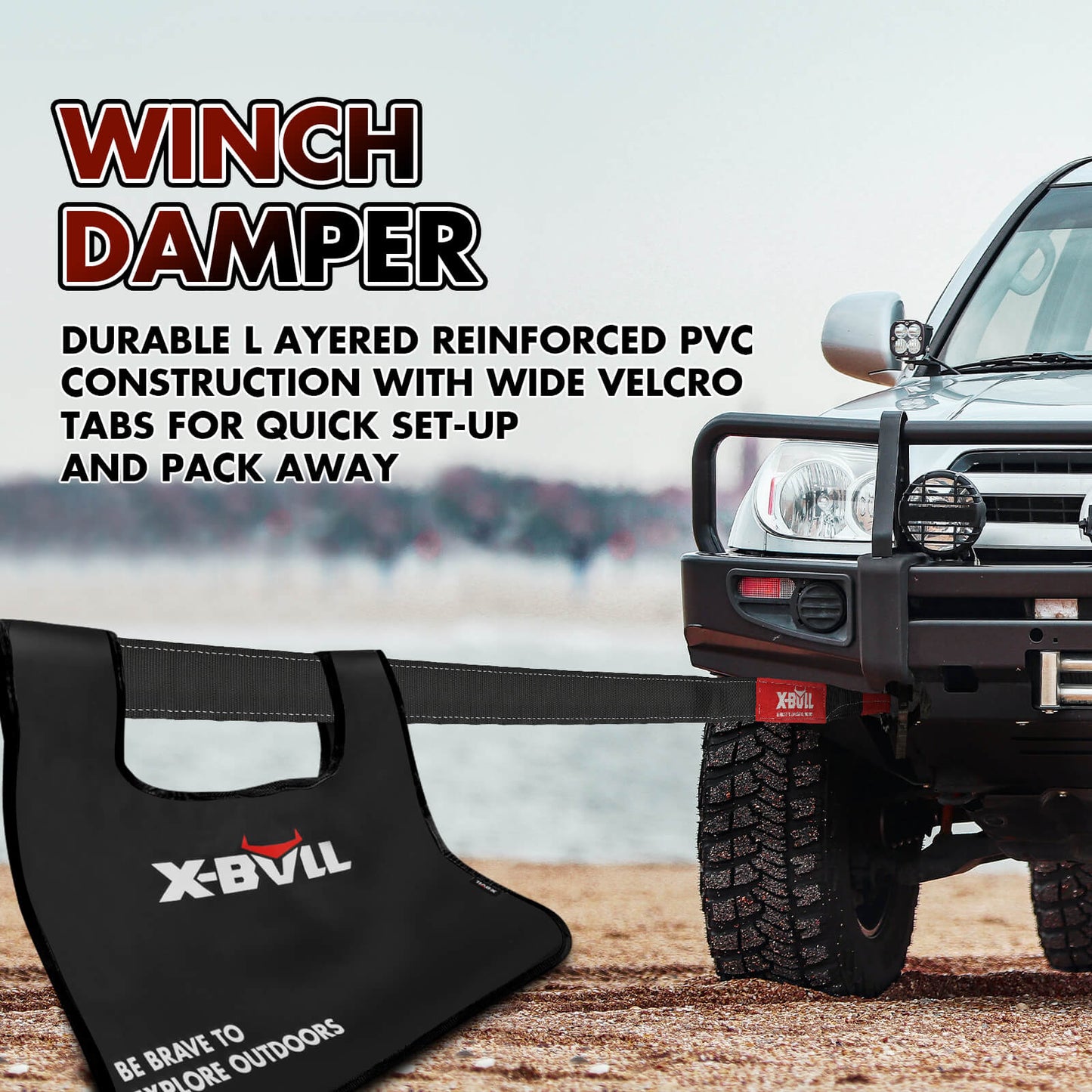 X-BULL Recovery Kit with Kinetic Recovery Rope & 5T Hitch Receiver