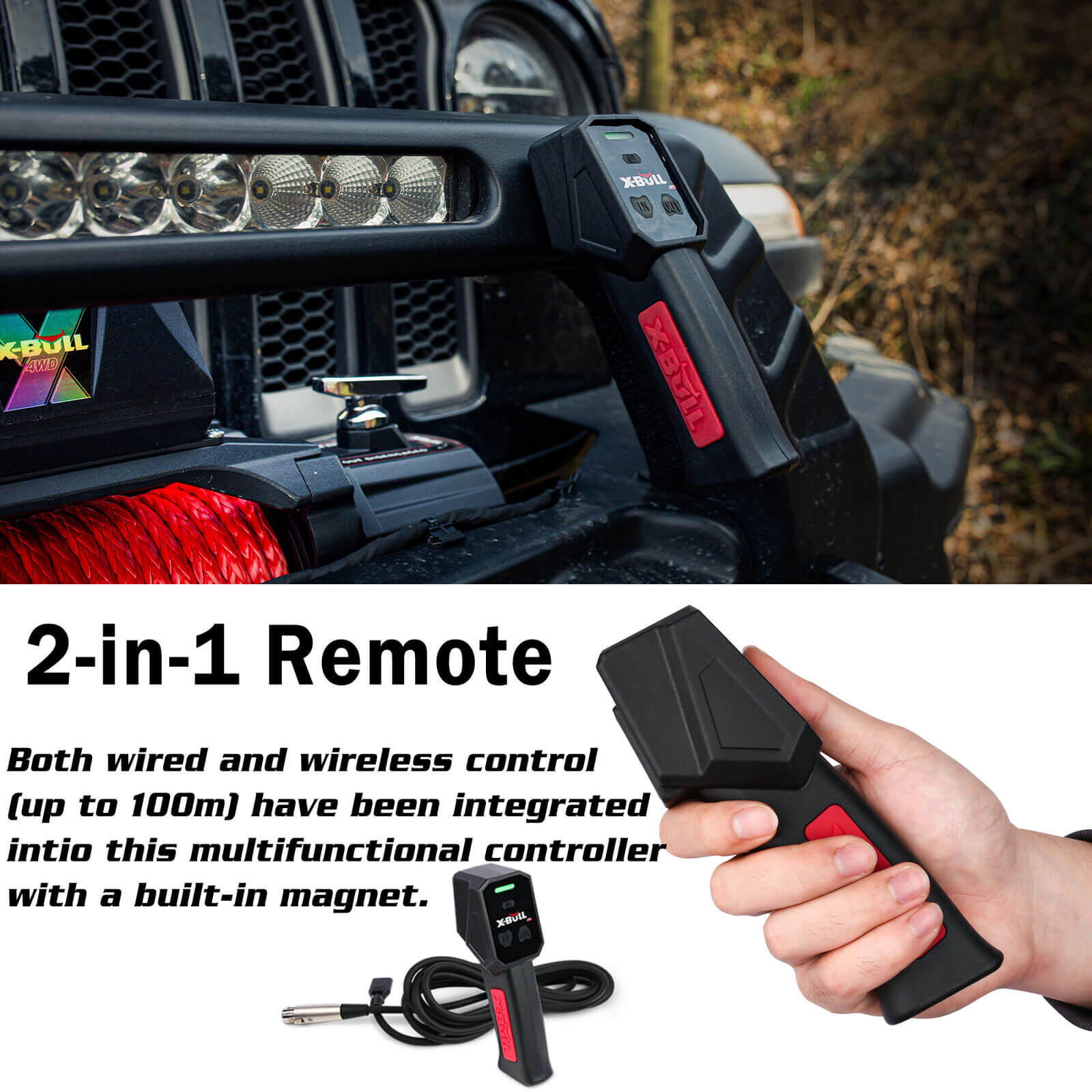 X-BULL electric winch with a wireless remote 