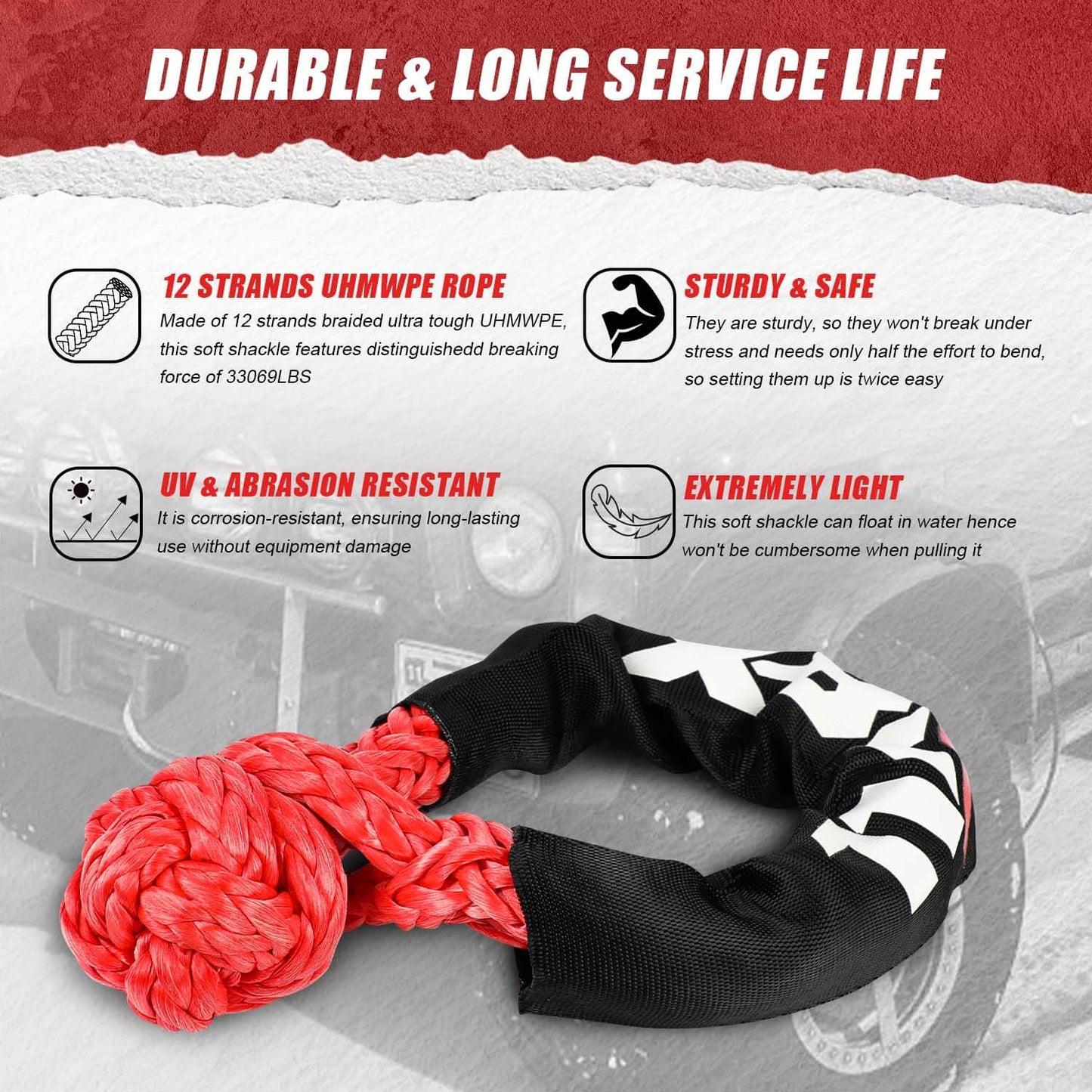 X-BULL 4WD Recovery Kit soft shackles