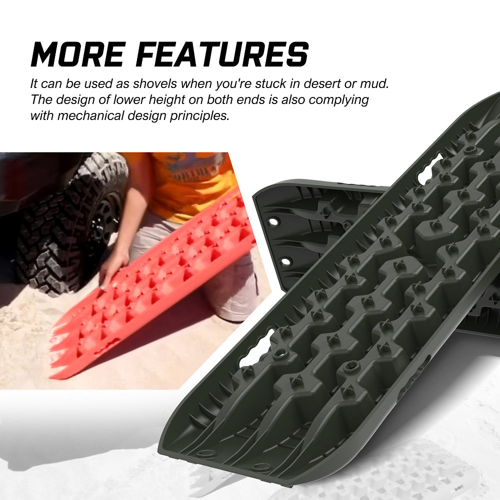 X-BULL Gen 3.0 Recovery Tracks in olive color showing them being used as  shovel