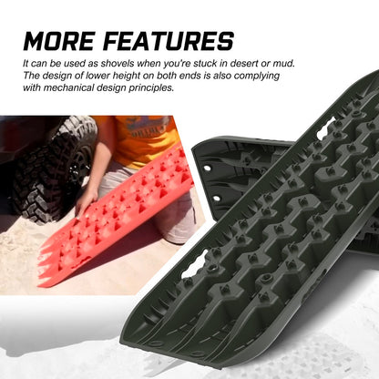 X-BULL Gen 3.0 Recovery Tracks in olive color showing them being used as  shovel