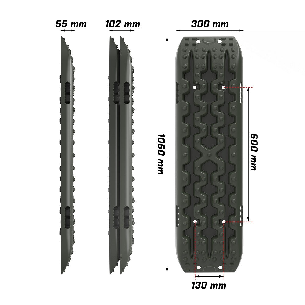 X-BULL Gen 3.0 Recovery Tracks in olive color with dimensions