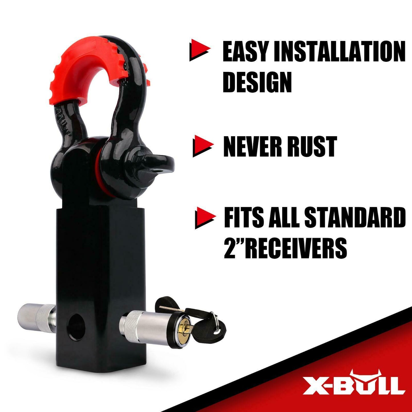 X-BULL 5T Recovery Hitch Receiver with Bow Shackle
