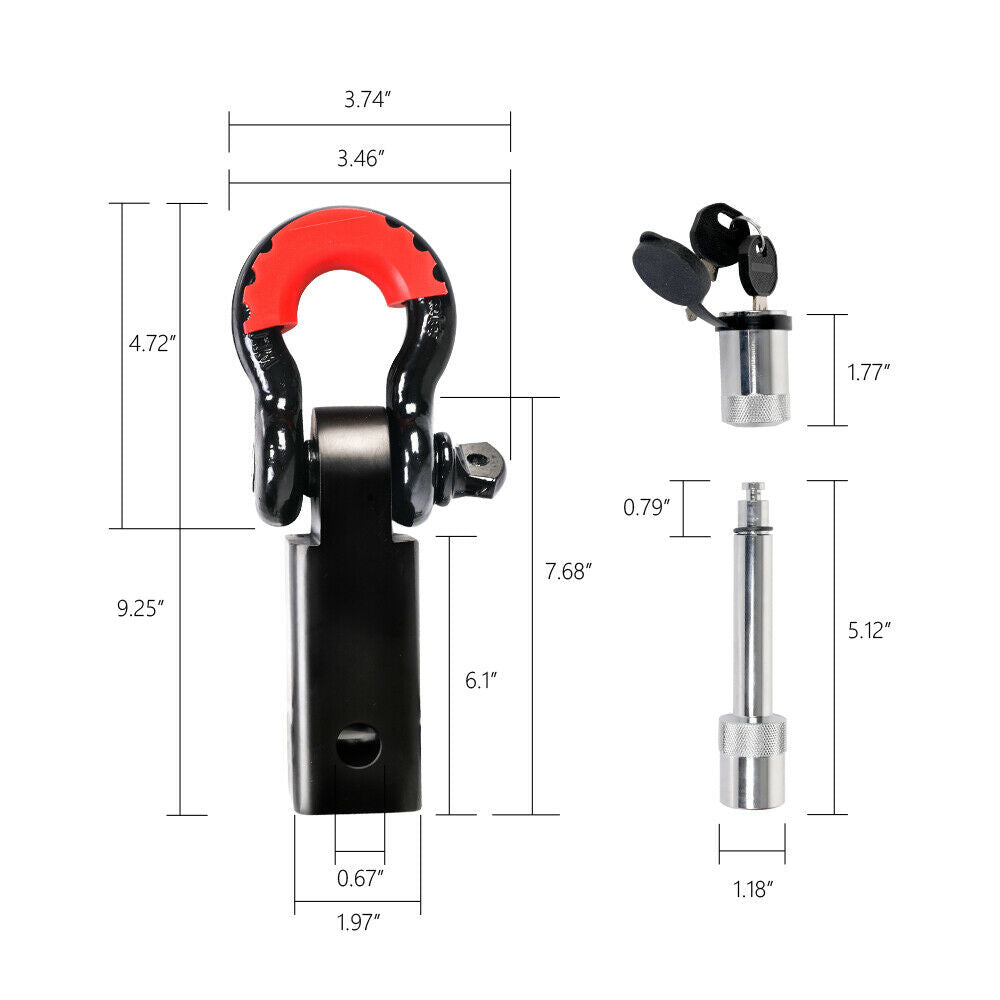 X-BULL 5T Recovery Hitch Receiver with Bow Shackle