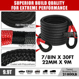 X-BULL 6-Piece 4X4 Off-Road Recovery Kit – Kinetic Rope, Snatch Strap & Winch Damper
