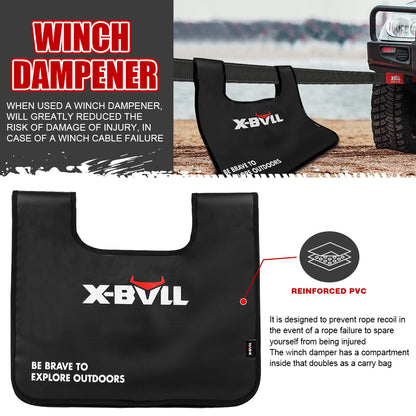 X-BULL 6-Piece 4X4 Off-Road Recovery Kit – Kinetic Rope, Snatch Strap & Winch Damper