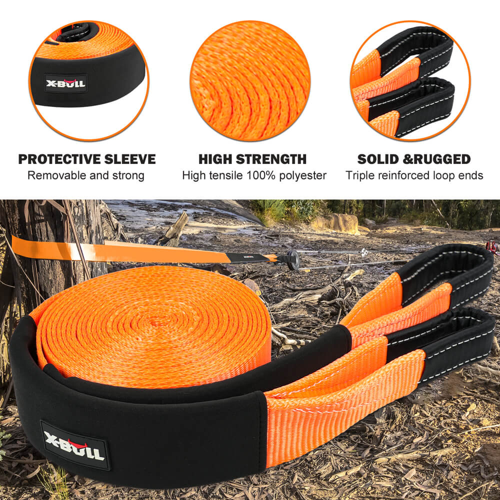X-BULL 4WD Recovery Kit with Snatch Strap, Hitch Receiver and Bow Shackles