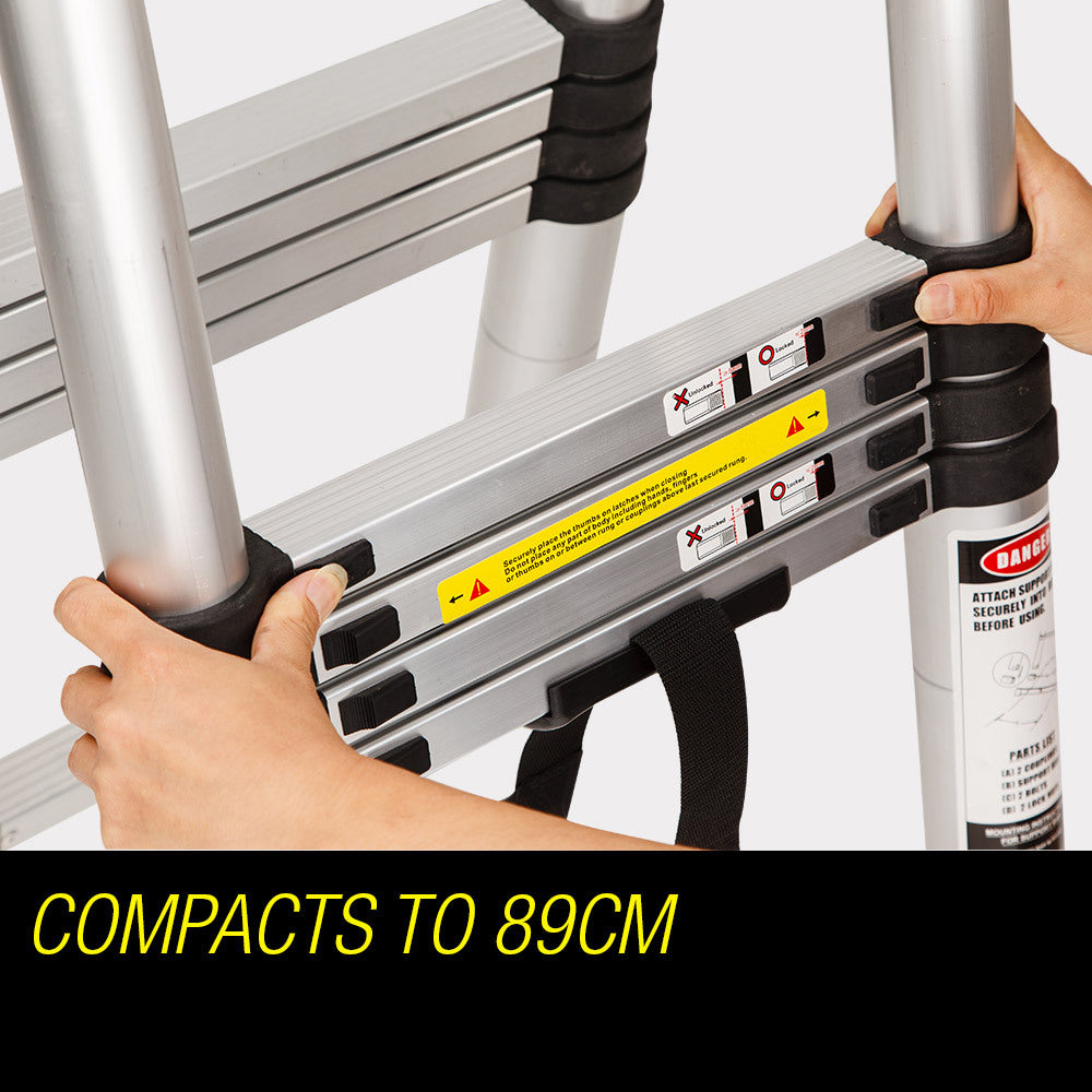 Bullet 3.8m Multipurpose Telescopic Folding Ladder – Compact, Versatile & Caravan-Ready