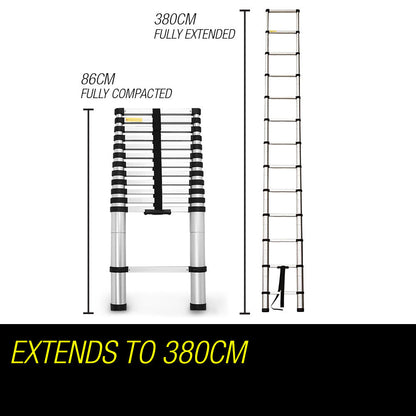 Bullet 3.8m Telescopic Aluminium Ladder – Portable, Compact & Built for Outdoor Adventure