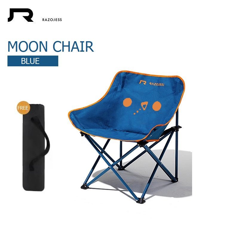 RAZOJESS Moon Chair – Folding Outdoor Camping Chair with High Back Support | Blue