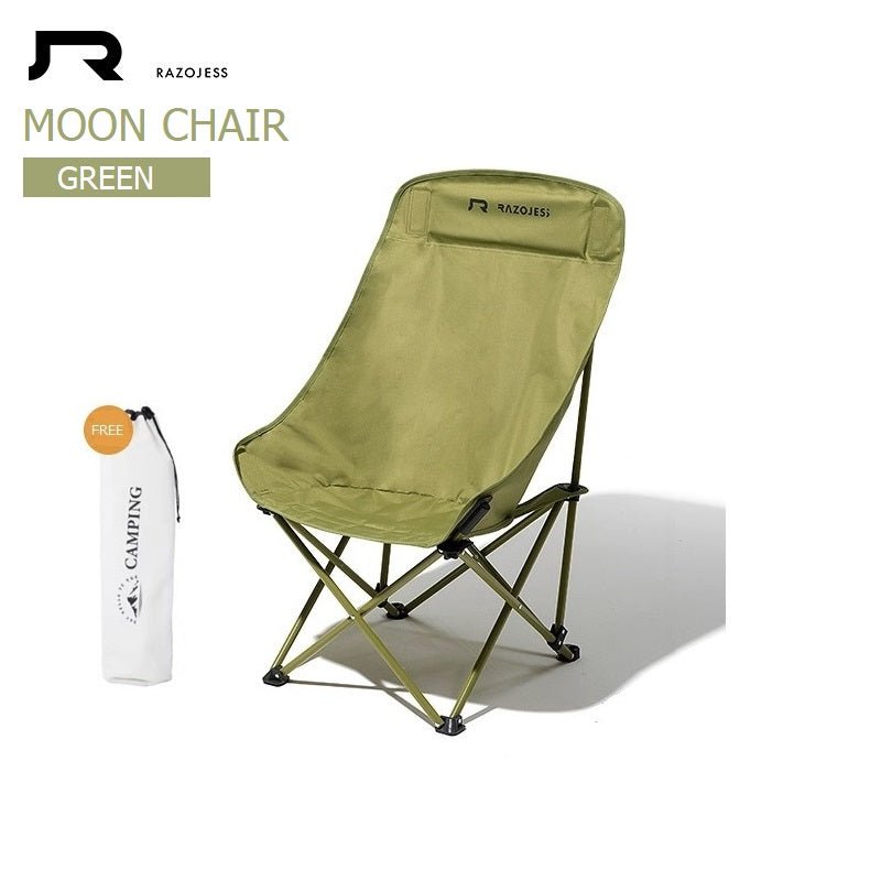 RAZOJESS Enlarged Moon Chair – Green | Premium Outdoor Camping Chair with High Back Support