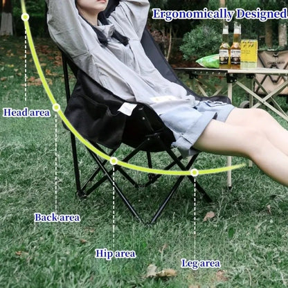 RAZOJESS Enlarged Moon Chair – Green | Premium Outdoor Camping Chair with High Back Support