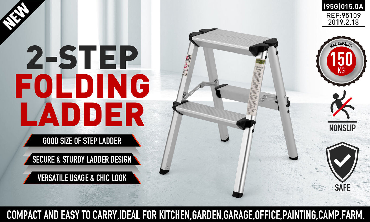 HORUSDY 2-Step Folding Ladder – Compact, Lightweight & Built for Camping and Caravan Life