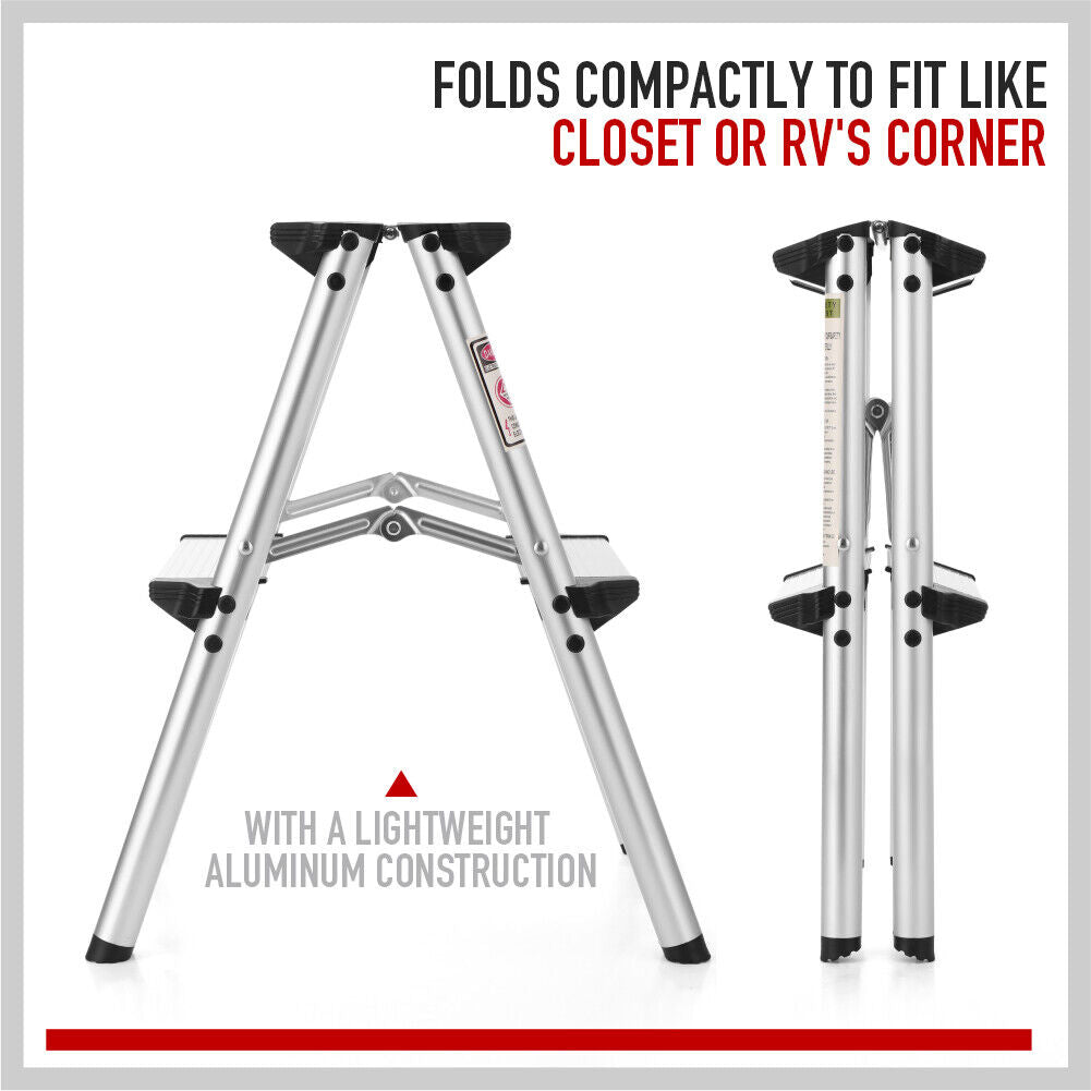 HORUSDY 2-Step Folding Ladder – Compact, Lightweight & Built for Camping and Caravan Life