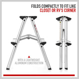 HORUSDY 2-Step Folding Ladder – Lightweight, Compact & Built for Camping and Caravan Life