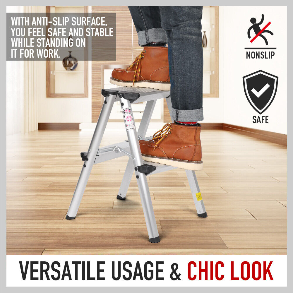 HORUSDY 2-Step Folding Ladder – Compact, Lightweight & Built for Camping and Caravan Life