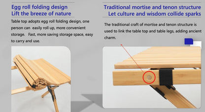 2 Chairs & 1 Table Bamboo Camping Set – Portable Outdoor Picnic Furniture