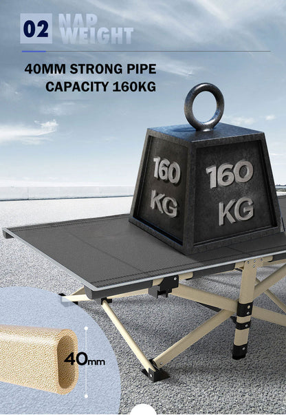 Camping Portable Stretcher Bed with Mattress – Foldable Recliner Mat (Grey)