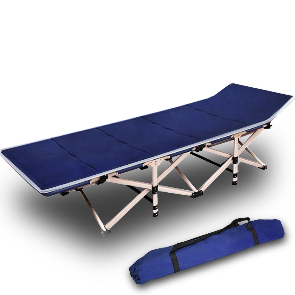 Camping Portable Stretcher Bed with Mattress – Foldable Recliner Mat (Navy)