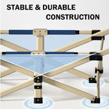 Camping Portable Stretcher Bed with Mattress – Foldable Recliner Mat (Navy)