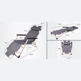 Reclining Sun Lounge Beach Chair – Folding Outdoor Deck Chair with Armrests & Padded Headrest – Grey