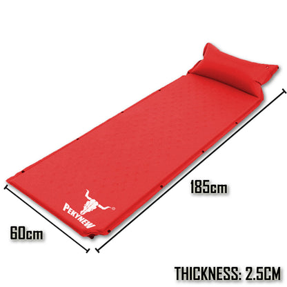 Self-Inflating Camping Mattress Air Bed – 2.5cm Thick Joinable Sleeping Mat for Hiking & Outdoors – Red