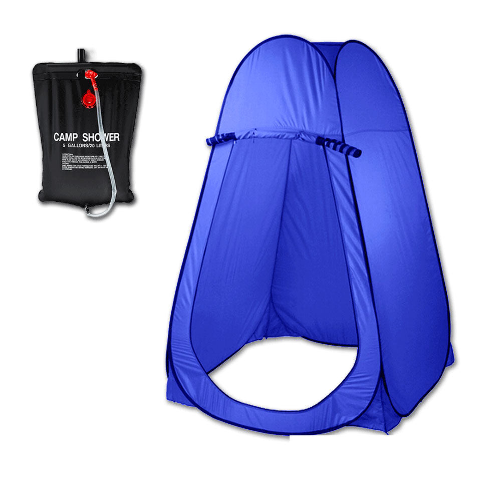 Pop-Up Portable Privacy Shower Tent & 20L Camping Shower Bag – Blue