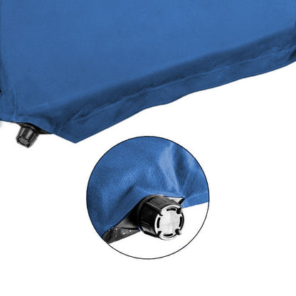 Double Self-Inflating Suede Camping Mattress – 3cm Thick Camping Air Bed – Blue