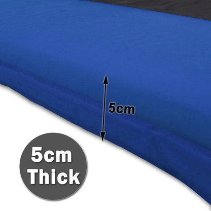 Double Self-Inflating Camping Mattress – 5cm Thick Joinable Air Bed for Hiking & Outdoors – Blue