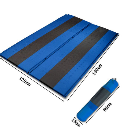 Double Self-Inflating Camping Mattress – 5cm Thick Joinable Air Bed for Hiking & Outdoors – Blue