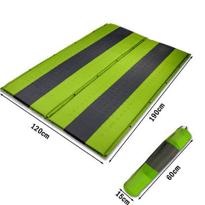 Double Self-Inflating Camping Mattress – 5cm Thick Joinable Air Bed for Hiking & Outdoors – Green